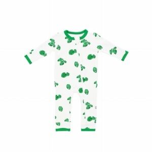 Kyte BABY Mustera Green and White Zipper Romper - 3T